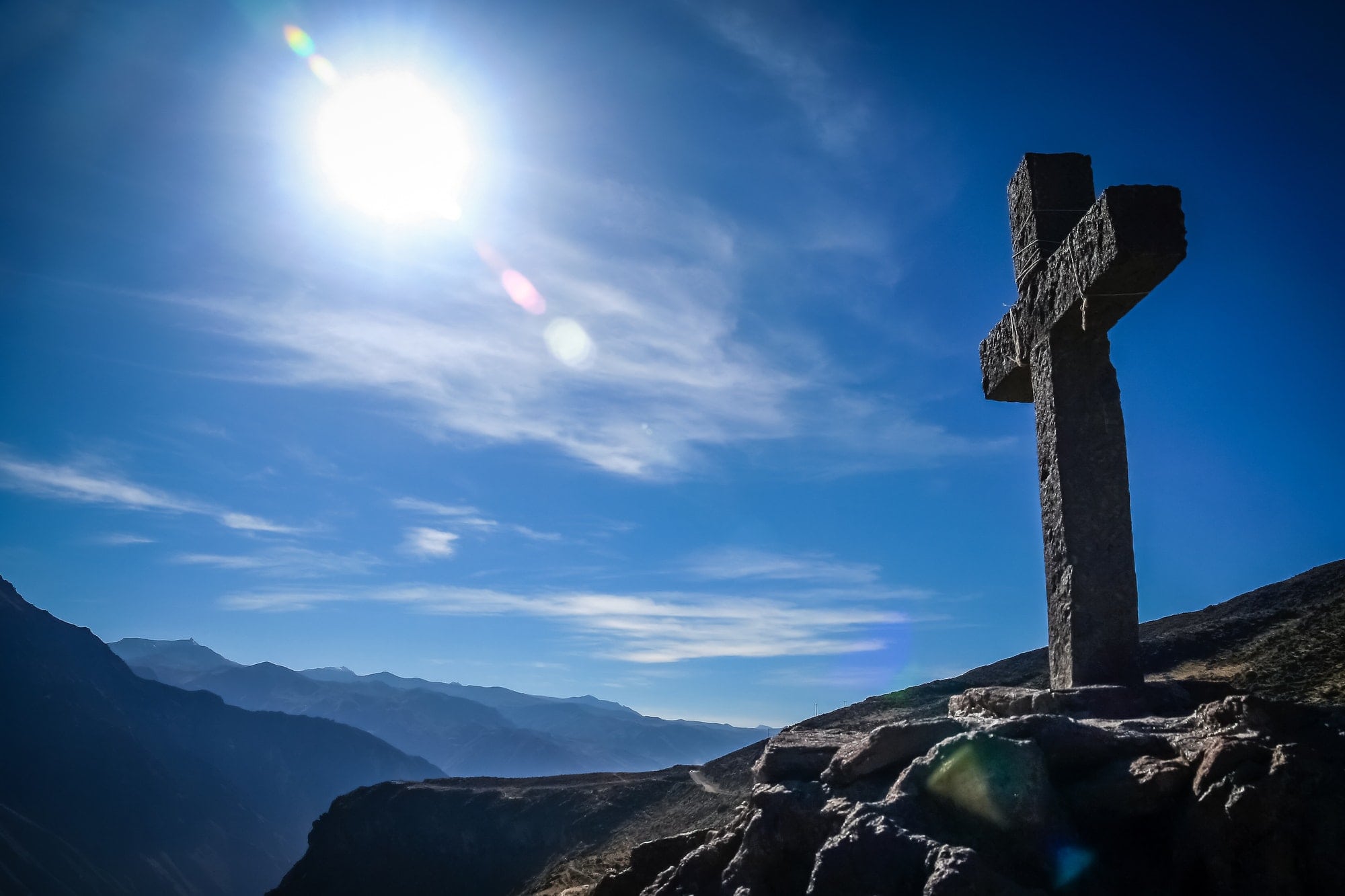 Cross in Colca Canyon in Peru