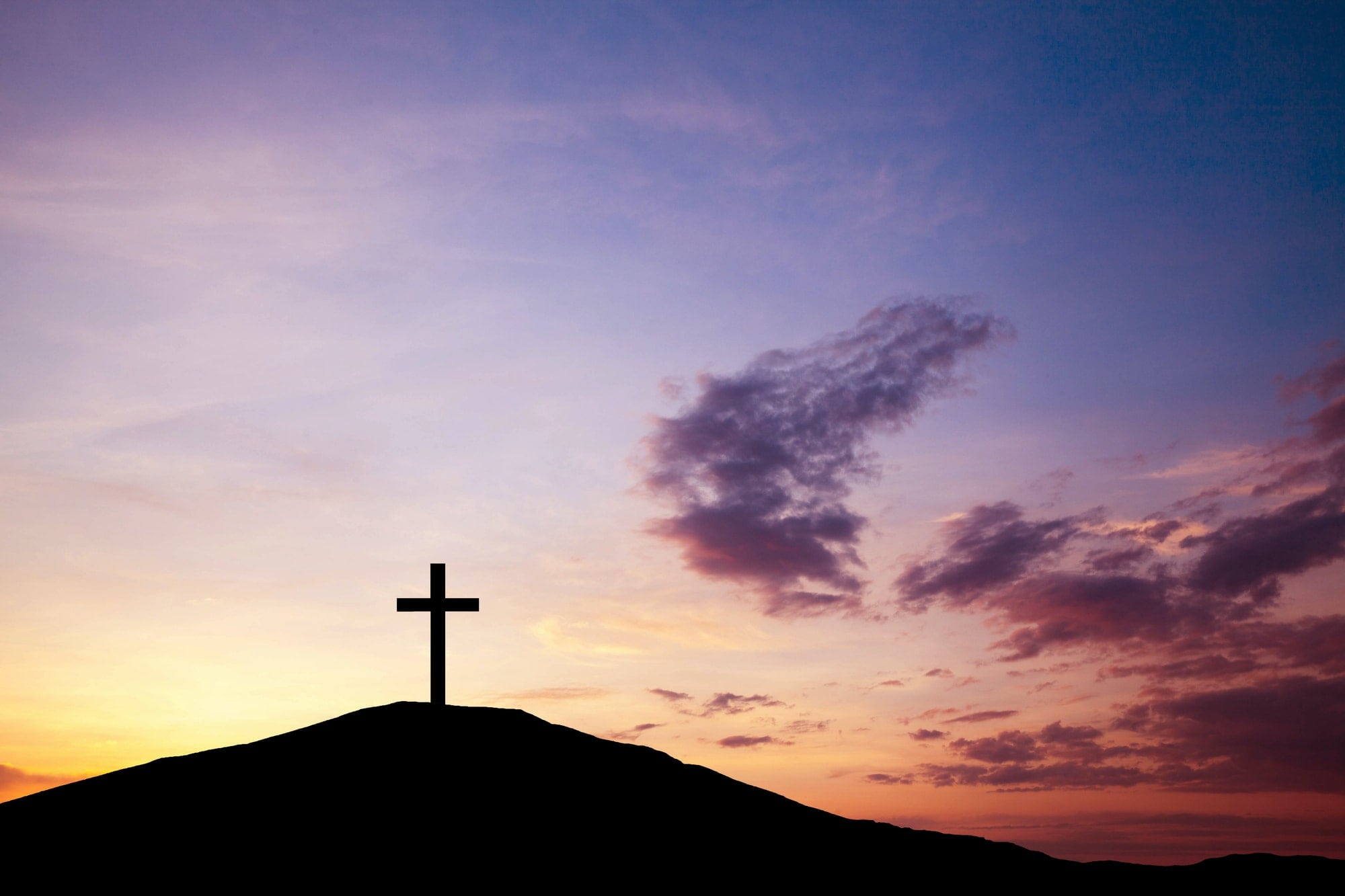The cross on the hill, Jesus Christ from the Bible. Easter, Religion. Salvation of sins, sacrifice